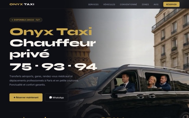 Aperçu de la maquette du site Onyx Taxi